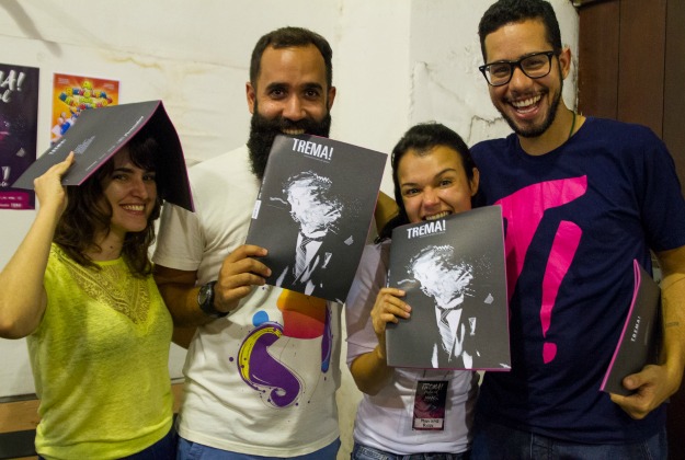 Olívia, Vilela, Mariana e Thiago no lançamento da revista 'Trema!'