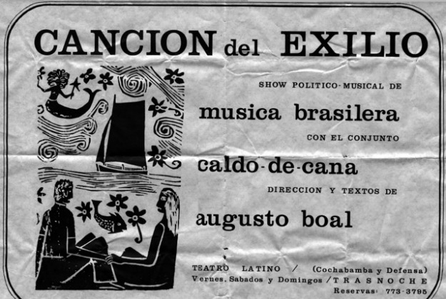 Cartaz de show dirigido por Boal em Bueno Aires com egressos do Chile